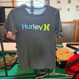 Hurley Charcoal Tee with Blue and Yellow Logo